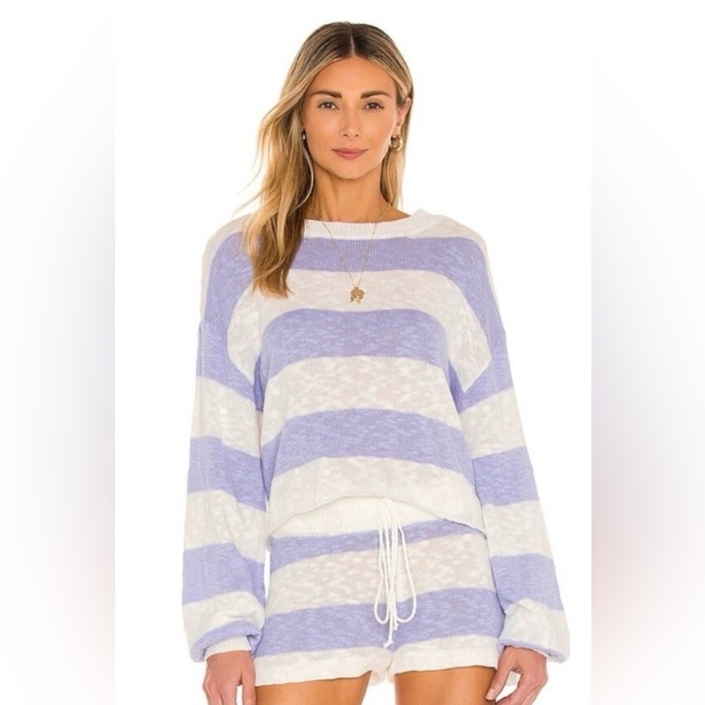 Beach Riot Ava Lavender Stripe Crop Sweater